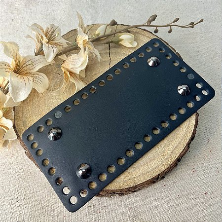 Base Couro Retangular 10X20cm - Preto com Bailarina Ônix