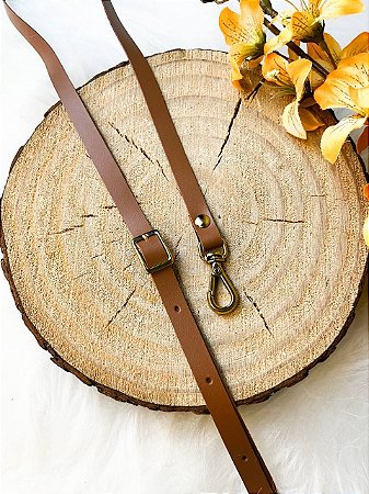 Alça Transversal 1x130cm - Marrom & Dourado