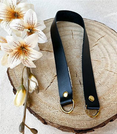 Meia Alça 2x40cm Preto & Dourado