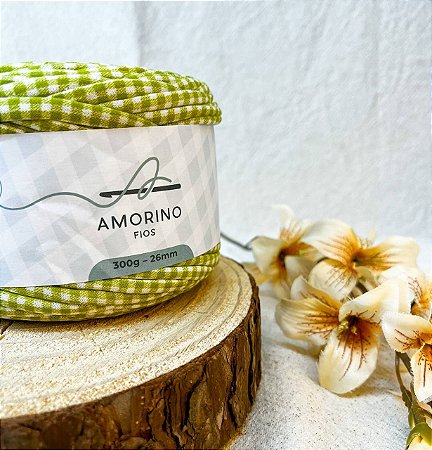 Malha Premium Amorino 300gr - Xadrez Pistache 26mm