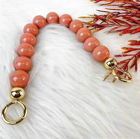 Alça Resina Queen Bee de Mão - New Salmon & Dourado