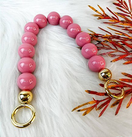 Alça Resina Queen Bee de Mão - Rosa Lírio & Dourado