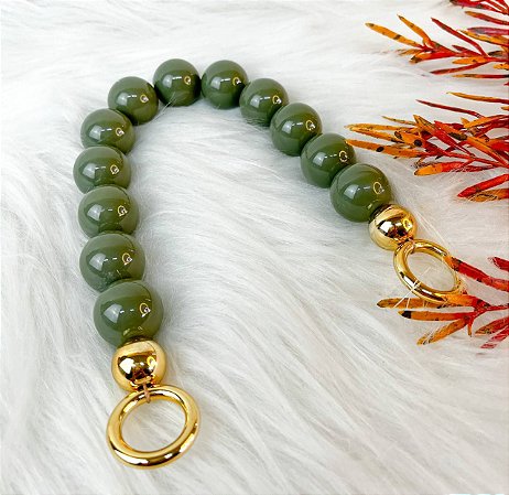 Alça Resina Queen Bee de Mão - Verde Militar & Dourado