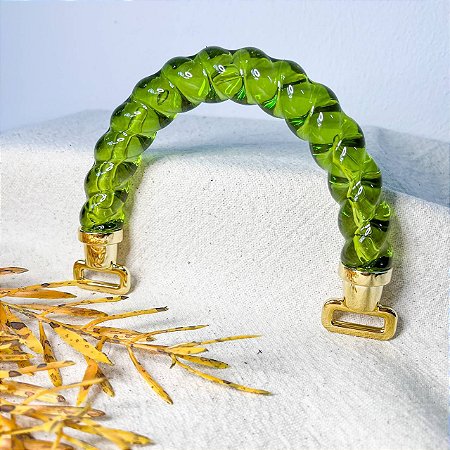 Alça Resina Maleta Torcida - Mixing Verde e Ouro