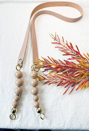 Alça Ombro Couro+Queen Bee 2x106cm - Caramelo Claro, Nude Vintage  & Dourado