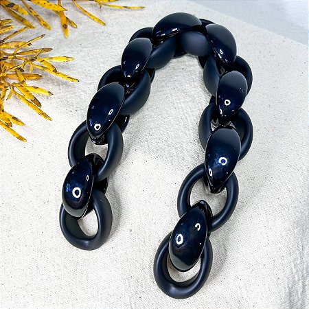 Alça Resina Noz 38cm - Preto Fosco e Brilho