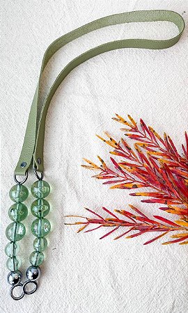 Alça Ombro Couro+Queen Bee 2x106cm - Verde, Baby Green & Ônix
