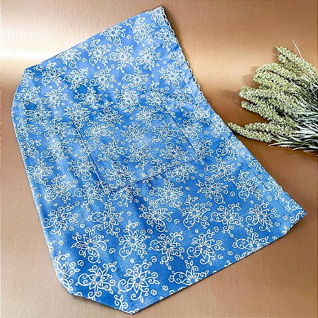 Forro Bolsa - Oval GG (10X30cm Fundo) - Flor Azul e Branco