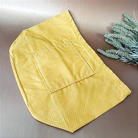 Forro Bolsa - Oval G (13X23cm Fundo) - Poá Mostarda e Branco