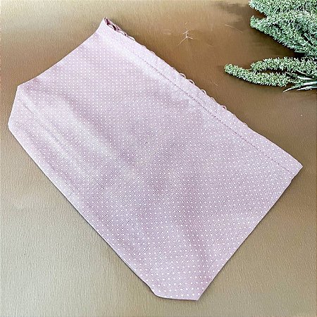 Forro Bolsa - Oval PP (6X20cm Fundo) - Poá Rose Blush e Branco