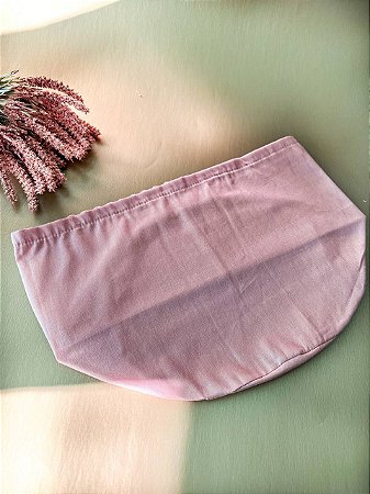 Forro Bolsa - Redondo M (20X20cm Fundo) - Poá Rose Blush e Branco