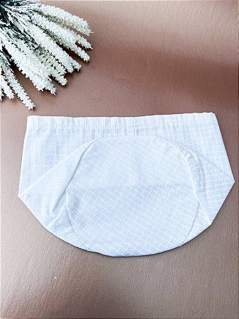 Forro Bolsa - Redondo P (15X15cm Fundo) - Xadrez Off White e Branco