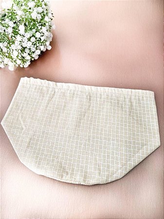 Forro Bolsa - Redondo P (15X15cm Fundo) - Xadrez Bege e Branco
