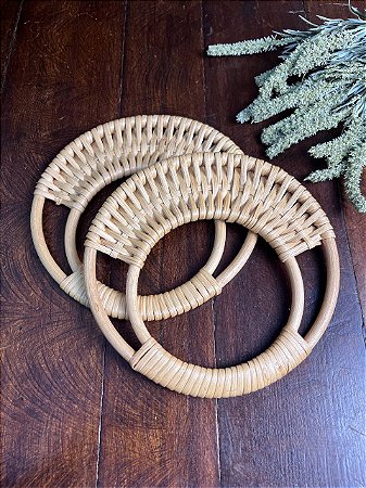 Alça Rattan Redonda 17cm - Par - Marfim