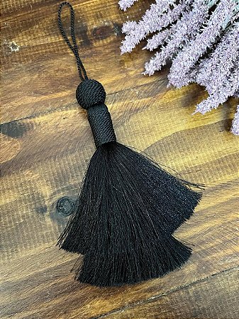 Tassel IT Duplo 12cm, bola, Cordão 9cm - Preto
