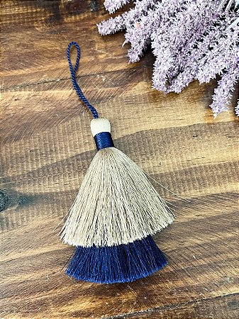 Tassel Meg Duplo 8cm cordão 6cm - Fendi/Azul Marinho