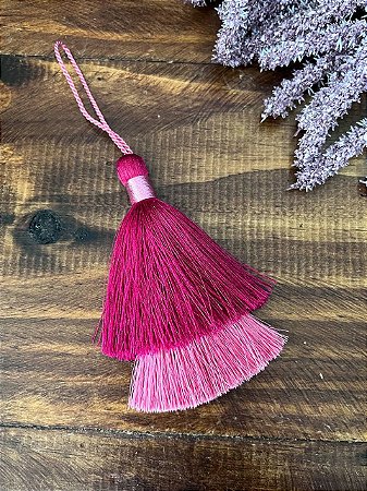 Tassel Meg Duplo 8cm cordão 6cm- Bordo/Rosa Envelhecido