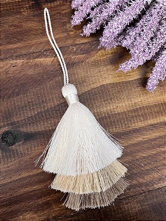 Tassel Lisa 10cm Triplo Cordão 7cm - Off White/Palha/Fendi