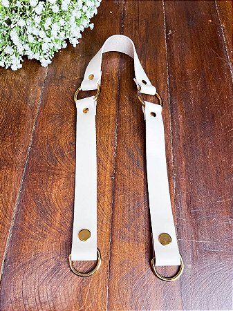 Alça Midi Pressão 2,5x65cm - Bege & Dourado