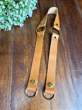 Alça Midi Pressão 2,5x65cm - Caramelo Escuro & Dourado