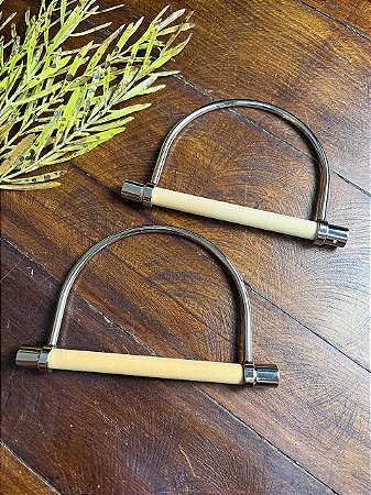 Alça Bolsa Metal/Madeira (Par) - Níquel