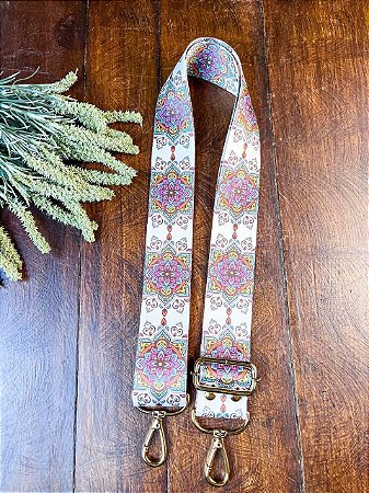 Alça Poliester Indiana Off & Dourado