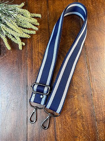 Alça Poliester Listrada-Marinho/Cinza & Ônix