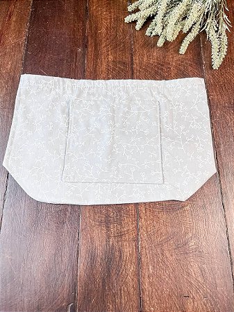 Forro Bolsa - Oval M (10X20cm Fundo)- Flor Cinza e Branco II