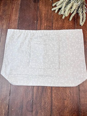 Forro Bolsa - Oval GG (10X30cm Fundo) - Flor Cinza e Branco II