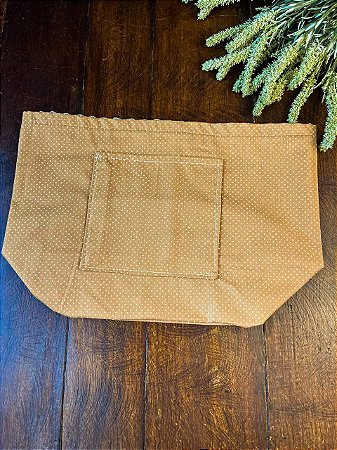 Forro Bolsa - Oval G (13X23cm Fundo) - Poá Caramelo e Branco