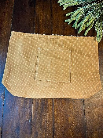 Forro Bolsa - Oval GG (10X30cm Fundo) - Poá Caramelo e Branco