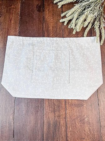 Forro Bolsa - Retangular G (10X25cm Fundo) - Flor Cinza e Branco II