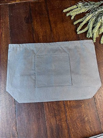 Forro Bolsa - Retangular G (10X25cm Fundo) - Poá Concreto e Branco
