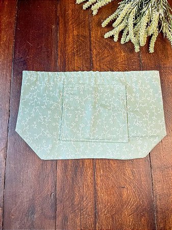 Forro Bolsa - Retangular M (10X20cm Fundo) - Flor Verde e Branco II