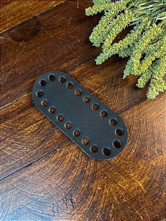 Base Couro Oval 5x12cm Preto