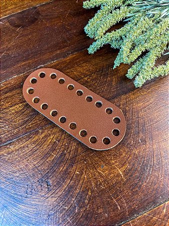 Base Couro Oval 5x12cm Marrom