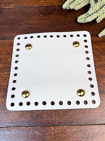 Base Couro Quadrado 16cm - Bege com Bailarina