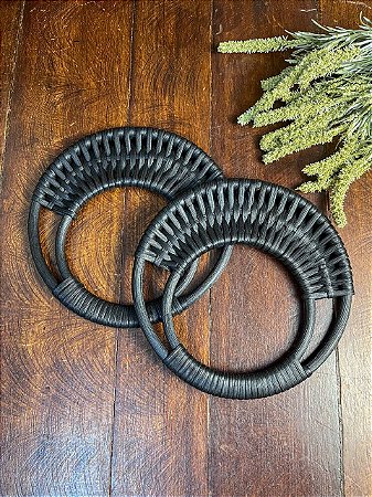 Alça Rattan Redonda 17cm - Par - Preto