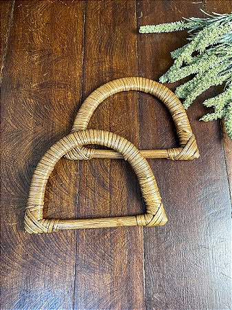 Alça Rattan Meia Lua 15x10,5cm - Par - Bege