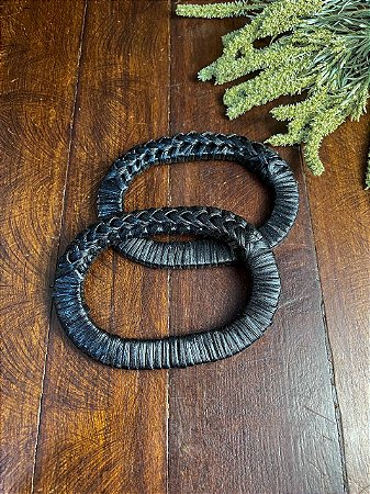 Alça Rattan Oval 13,5x9,5cm - Par - Preto