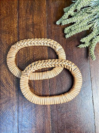 Alça Rattan Oval 13,5x9,5cm - Par - Caramelo