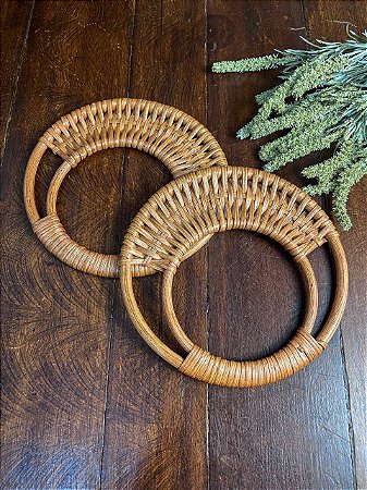 Alça Rattan Redonda 17cm - Par - Caramelo Escuro