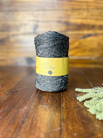 Fio Néctar 5mm - 500g-200m - Poliéster - Preto Lurex Prata