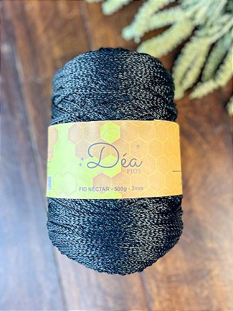 Fio Néctar 3mm - 500g-300m - Poliéster - Preto Alto Brilho