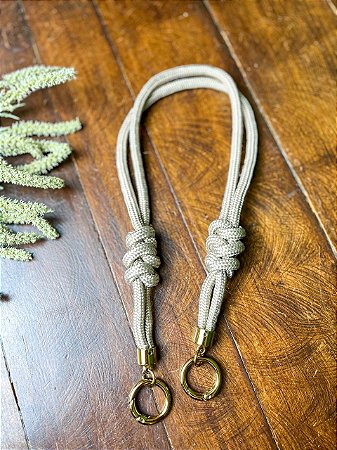 Alça Midi Corda Nó Triplo - 60cm - Rami/Dourado