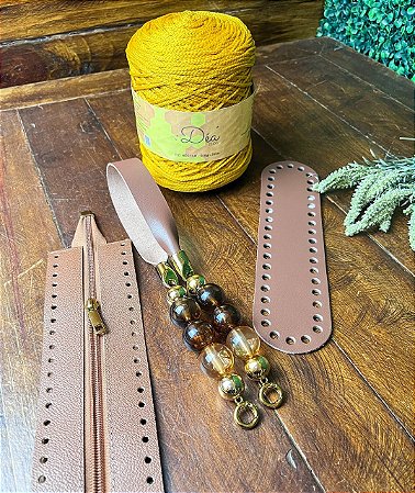 Kit Bolsa Honey I - Néctar 3mm - Mostarda (Crochetando Amigas)
