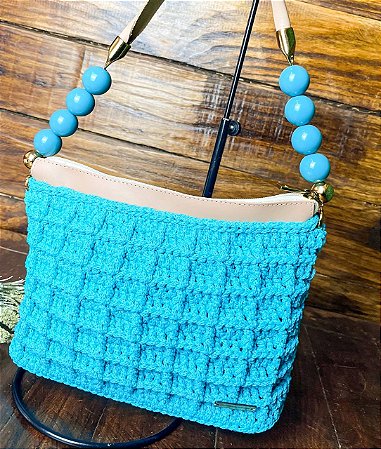 Kit Bolsa Honey II - Néctar Náutico 4mm - Turquesa (Crochetando Amigas)