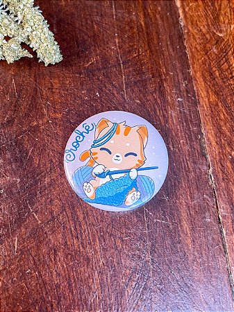 Botton Redondo 3,5cm - Crochê Gatinho