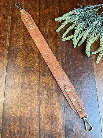 Alça Mão Montana 3x48cm c/Mosquetão- Caramelo/Ouro Velho