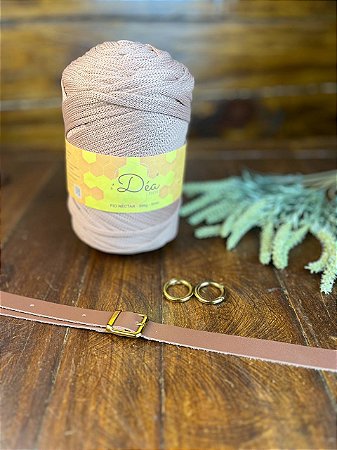 Kit Bolsa Meia Lua - Néctar 5mm Poliester - Rosa Cha (Crochetando Amigas)